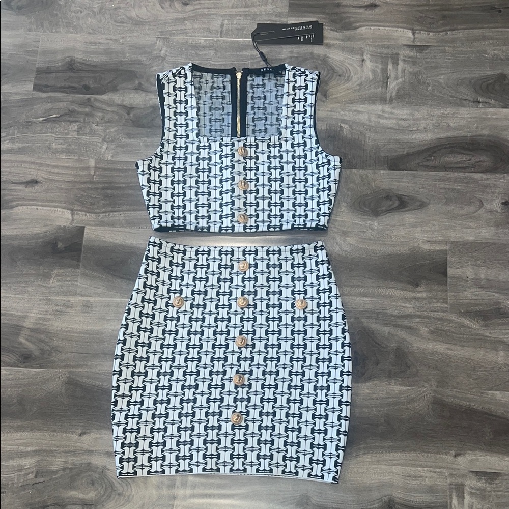Stylish Black and White Two-Piece Set
